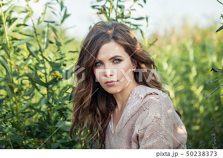 Portrait of beautiful woman. Cute model face. Girl 50238373