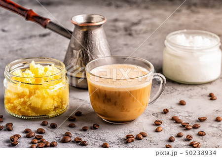 Coffee blended with ghee butter and MCT coconut Coffee blended with ghee butter and MCT coconut 50238934