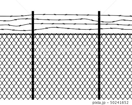 Prison fence. Seamless pattern metal fence wire military wall linkage barbed border security 50241652