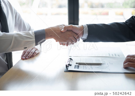 Successful job interview, Boss employer in suit 50242642