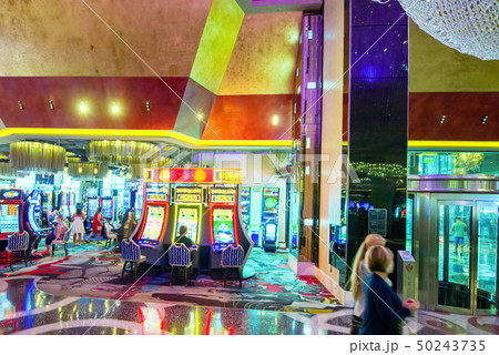 Interior of the casino is inside- game tables, 50243735