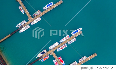 Boats in the harbor at Sun Moon Lake, Shuishe Pier 50244712