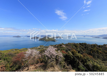 桜満開の紫雲出山から塩飽諸島の粟島、高見島などを見る 50245885