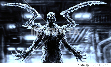 Fallen angel on background of factory floor. Fallen angel on background of factory floor. 50246533