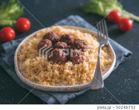 Bulgur and meatball in plate Bulgur and meatball in plate 50246732