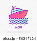 Yacht on waves thin line icon. Vector illustration 50247124