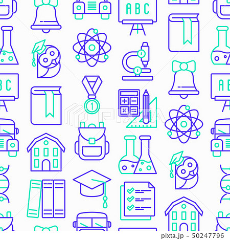 Back to school seamless pattern with line icons Back to school seamless pattern with line icons 50247796