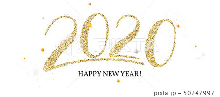 Handwritten golden lettering 2020. Numbers with 50247997