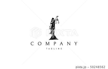 Lady Justice Statue Black vector logo 2 design 50248562