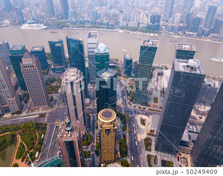 Aerial view of Shanghai Downtown, China. Financial 50249409