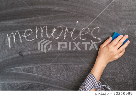 a woman's hand erases the inscription memories 50250999