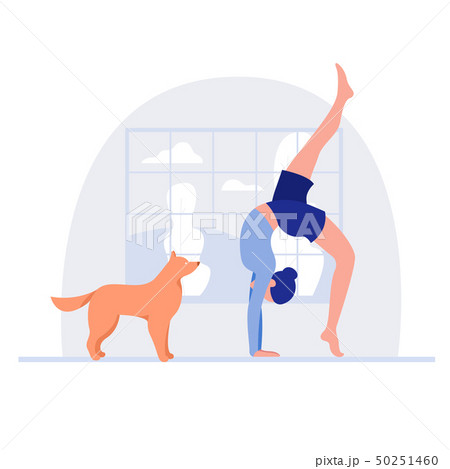 Woman and dog. Healthy lifestyle, working out, exercising Woman and dog. Healthy lifestyle, working out, exercising 50251460
