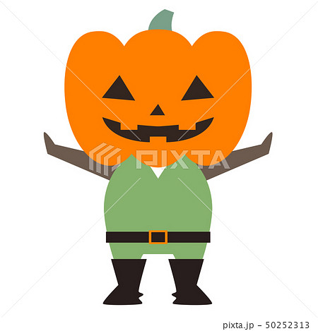 かぼちゃ男のハロウィン仮装のイラストのイラスト素材