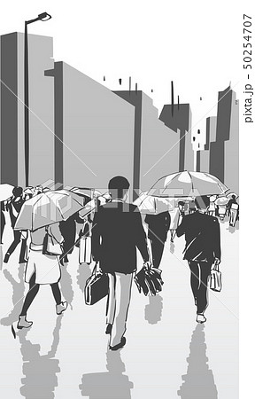 City people walking in rain with umbrellas vector City people walking in rain with umbrellas vector 50254707
