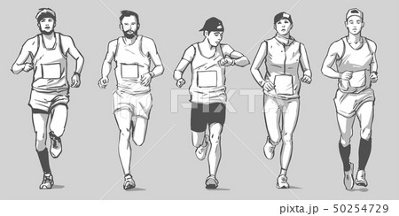 Illustration of marathon long distance runners Illustration of marathon long distance runners 50254729