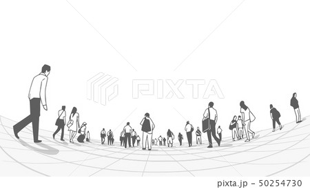 Illustration of people walking on station platform 50254730