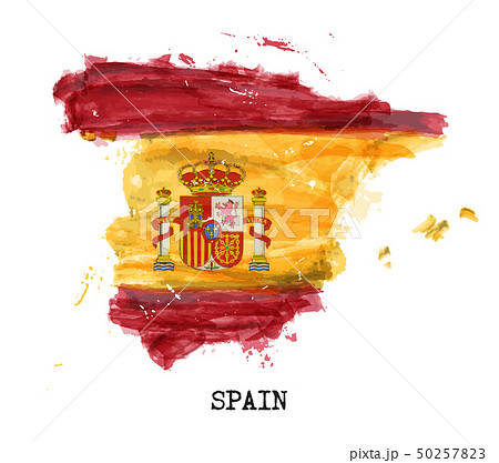 Spain flag watercolor painting design . Country 50257823