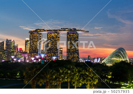 Singapore skyline cityscape on marina and sunset Singapore skyline cityscape on marina and sunset 50257935