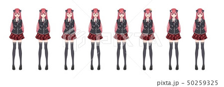 Anime manga student girl in blazer and red skirt Anime manga student girl in blazer and red skirt 50259325