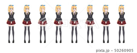 Anime manga student girl in blazer and red skirt 50260905