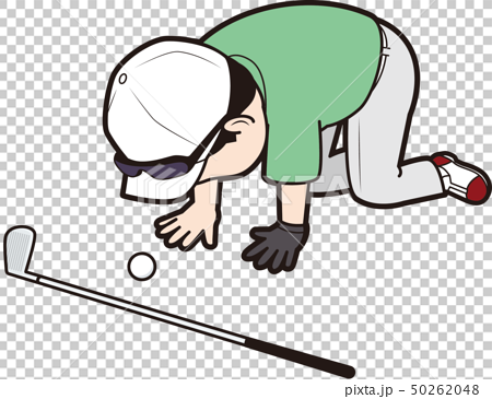挫折する男性ゴルファーのイラスト素材