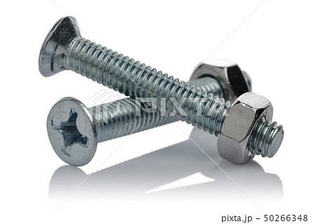 Steel screw and nut isolated on white Steel screw and nut isolated on white 50266348