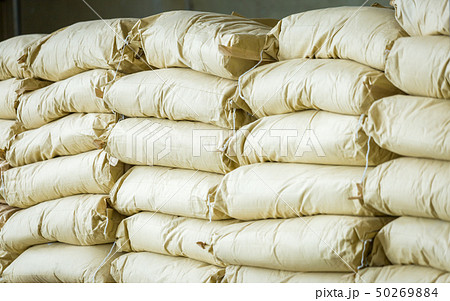 stack of yellow bag in the warehouse stack of yellow bag in the warehouse 50269884