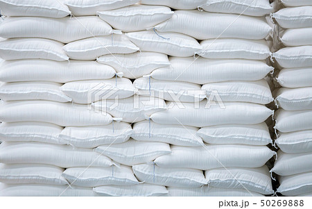 stack of white bag in the warehouse stack of white bag in the warehouse 50269888