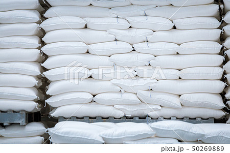 stack of white bag in the warehouse 50269889