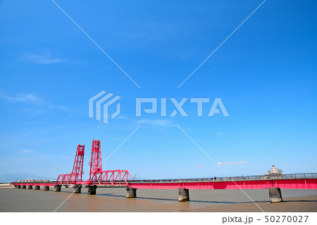 青空と筑後川昇開橋の風景 青空と筑後川昇開橋の風景 50270027