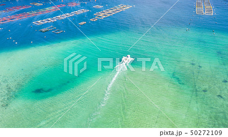 高知県 柏島の風景 ドローン空撮の写真素材