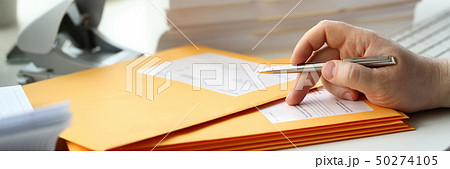Businessman hold hand silver pen. 50274105