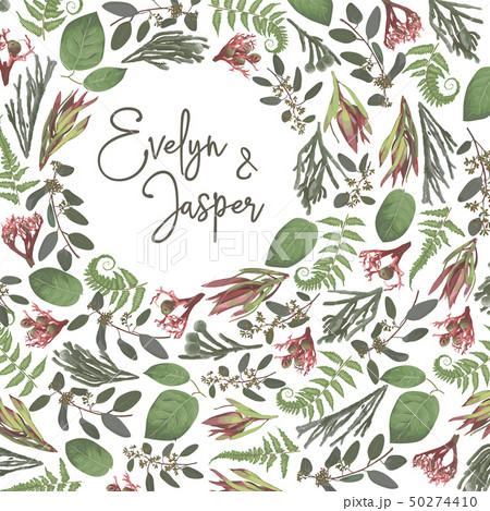 Green vector wreath frame flowers and Green vector wreath frame flowers and 50274410