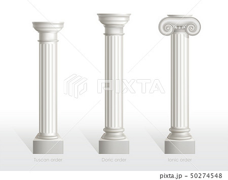 Antique columns set of Tuscan, Doric, Ionic Order. 50274548