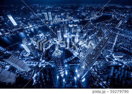Aerial view of Shanghai Downtown, China. Financial Aerial view of Shanghai Downtown, China. Financial 50279790