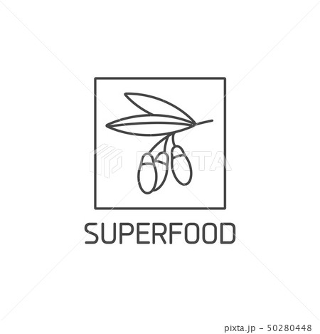 Vector logo, badge and icon for natural and health product. Superfood sign design. Symbol of healthy 50280448