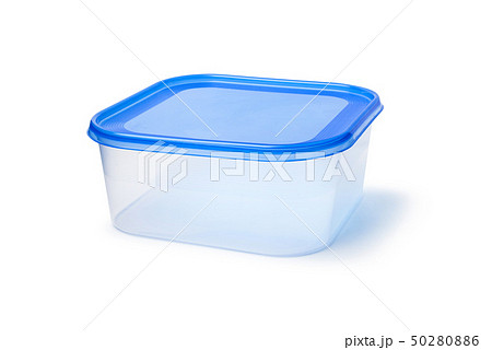 Plastic food storage containers on a white Plastic food storage containers on a white 50280886