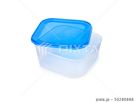 Plastic food storage containers on a white Plastic food storage containers on a white 50280888