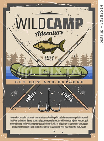 Fishing wild camp adventure, fisher equipment 50282514