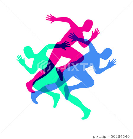 Silhouette of a running man. Sport colorful poster 50284540