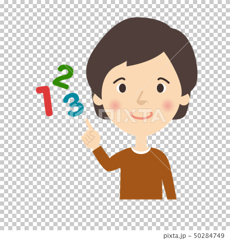 婦女:指向手檢查姿勢數字的媽媽 婦女:指向手檢查姿勢數字的媽媽 50284749