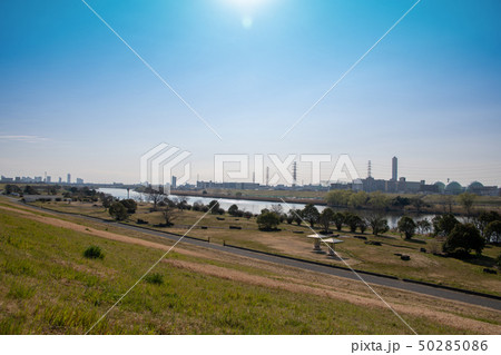 戸田公園 荒川堤 下流戸田橋方面 戸田公園 荒川堤 下流戸田橋方面 50285086