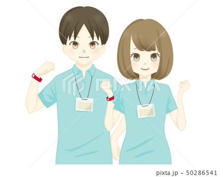 イベントスタッフ-男女-ガッツポーズ 50286541