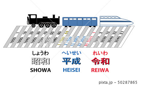 昭和 平成 令和の西暦と列車のイラスト素材 [50287865] - PIXTA