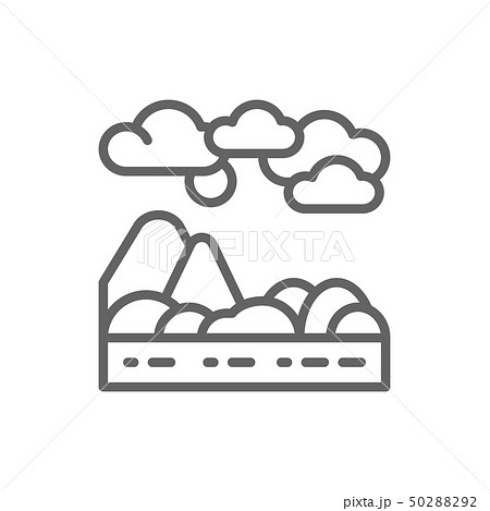 Mountains and hills landscape line icon. Mountains and hills landscape line icon. 50288292