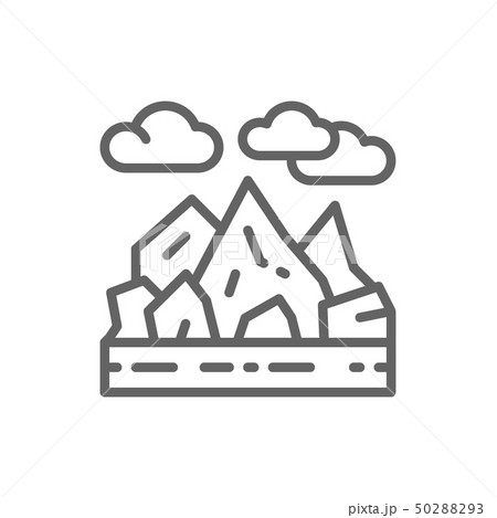 Mountains and rocks landscape line icon. 50288293