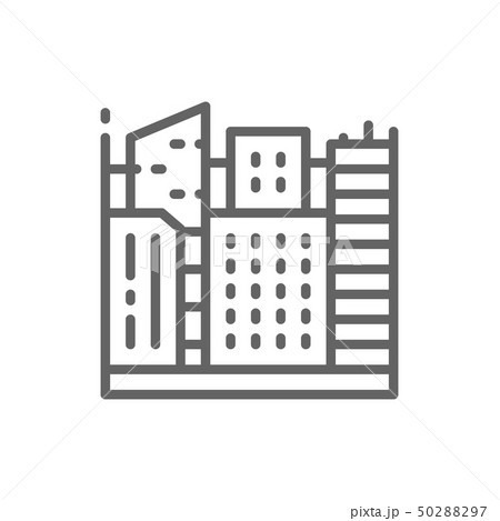 Big city, megapolis landscape line icon. 50288297