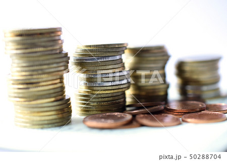 Close up of coins to stack of coins, Business 50288704