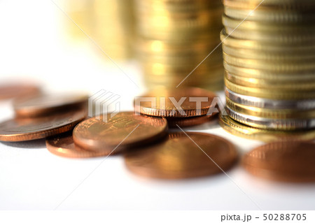 Close up of coins to stack of coins, Business Close up of coins to stack of coins, Business 50288705