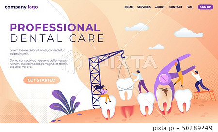 Professional Dental Care Lettering Flat Banner.  50289249